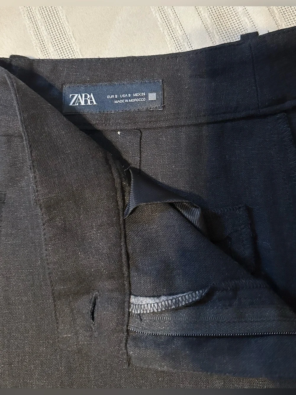 Zara Wide-Leg Linen Blend Trouser’s Black Size S NWOT